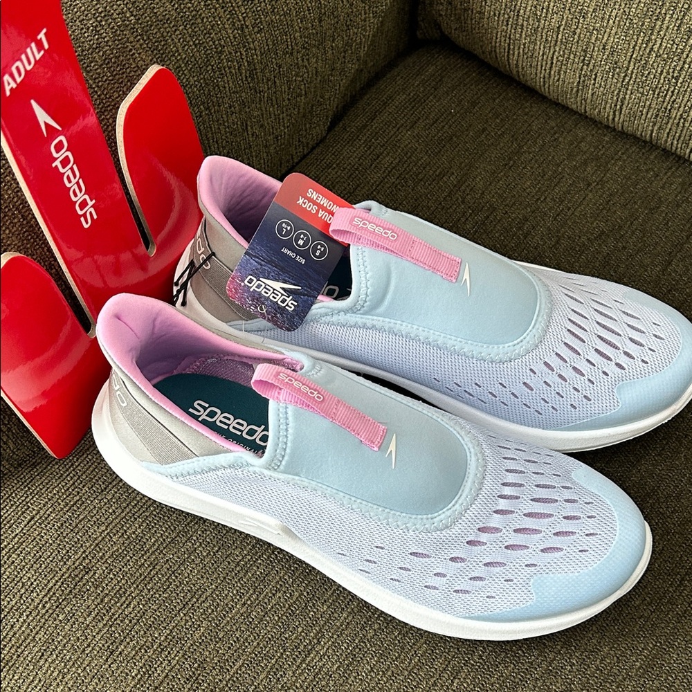 Speedo Women's Athletic Aqua Shoes - Light Blue and Pink